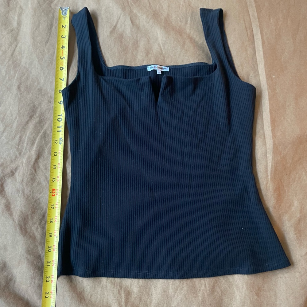 Reformation Black Ribbed Tank Top - Picture 2 of 3